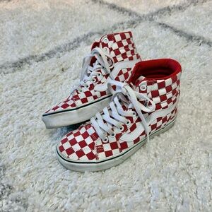 Vans Red and White Checkered Sneakers